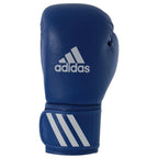 Blå Adidas WAKO kickboxningshandskar med Adidas-tryck