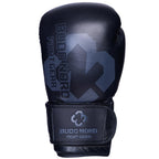Svart Budo-Nord Fight Gear Pro boxningshandske i skinn sedd framifrån