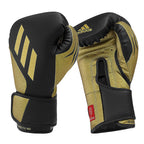 Svarta och guldfärgade Adidas Speed Tilt 350V boxningshandskar i 1,1 mm kaktusläder