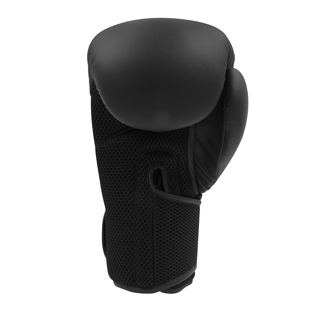 Svarta Adidas Hybrid 25 boxningshandskar med förböjd skumstoppning, med fastsydd tumme och bred kardborre