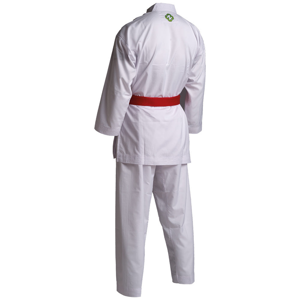 Vit Budo-Nord Mirai WKF karatedräkt sedd bakifrån