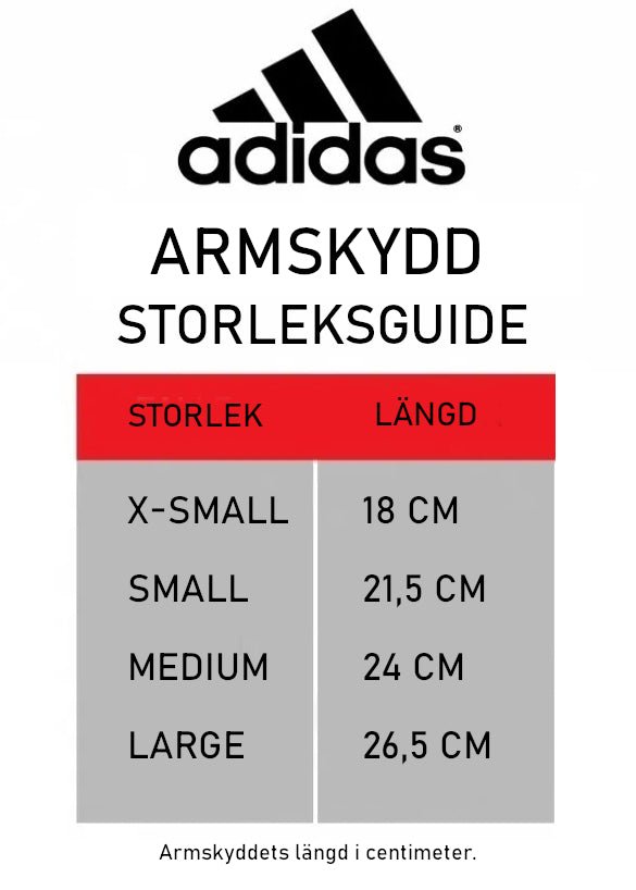 Storleksguide för Adidas Elastiskt Armskydd - Vit/Svart
