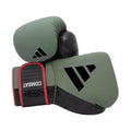 Gröna Adidas Combat 50 boxningshandskar i slitstarkt PU med flerlagersstoppning
