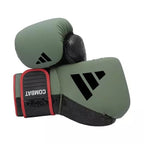 Gröna Adidas Combat 50 boxningshandskar i slitstarkt PU med flerlagersstoppning