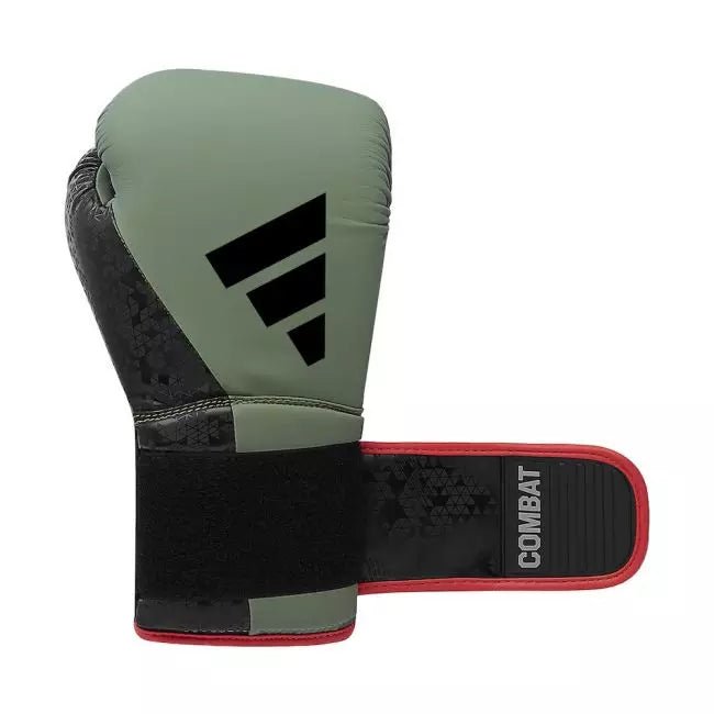 Gröna Adidas Combat 50 boxningshandskar med integrerat tumskydd