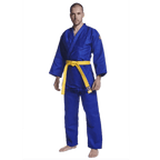 Blå Budo-Nord Kodomo judodräkt i bomull med greppvänlig krage