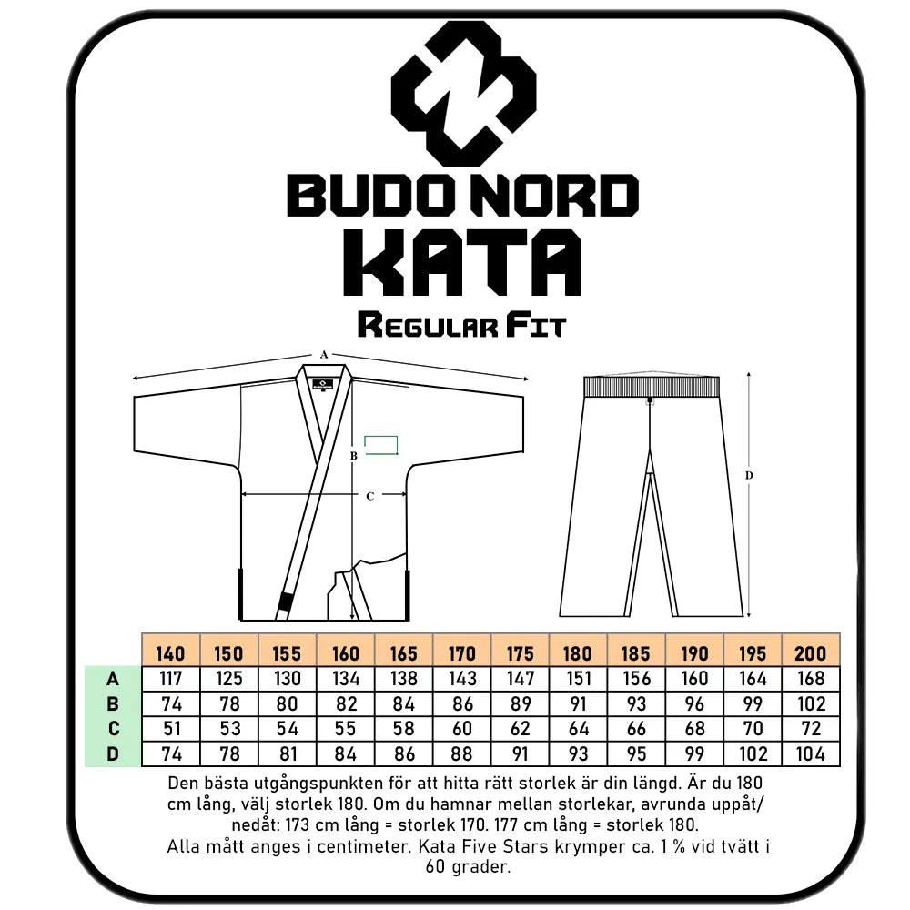 Budo-Nord Karatedräkt Kata Five Stars Slim Fit storlek 165