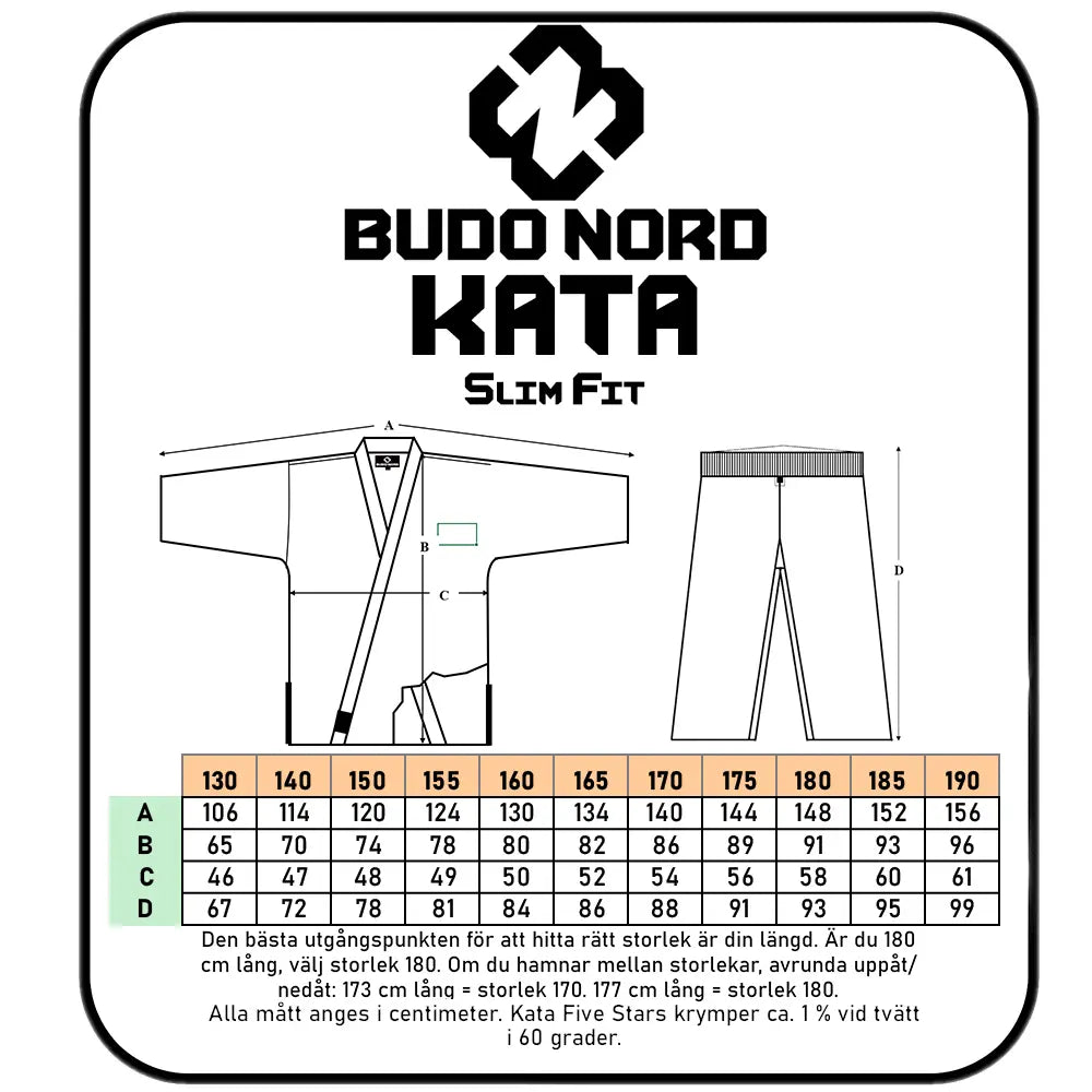 Budo-Nord Karatedräkt Kata Five Stars Slim Fit storlek 160