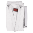 Vit Okami Hajimari BJJ-dräkt med jacka i 350 g pearl weave, med byxor i 8 oz ripstop