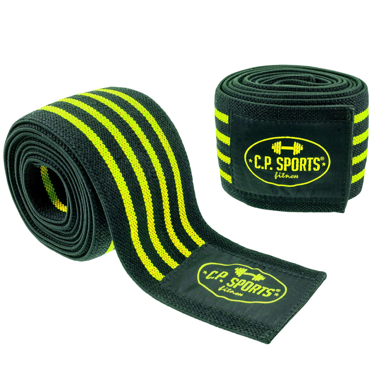 C.P. Sports Knee Wraps, black/yellow - 2 M