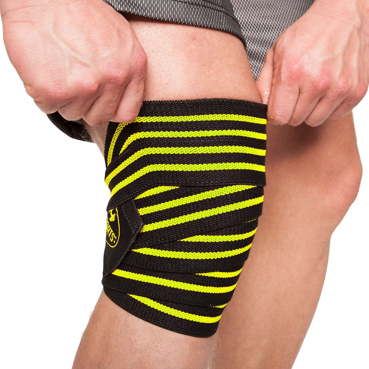 C.P. Sports Knee Wraps, black/yellow - 2 M