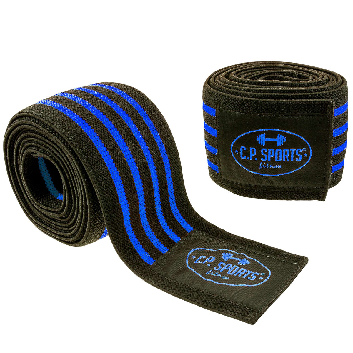 C.P. Sports Knee Wraps, black/blue - 2 M