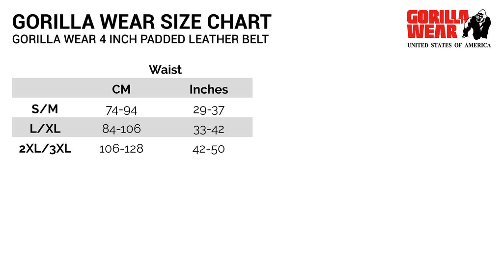 Gorilla Wear 4 Inch Padded Leather Belt - Svart/Grå