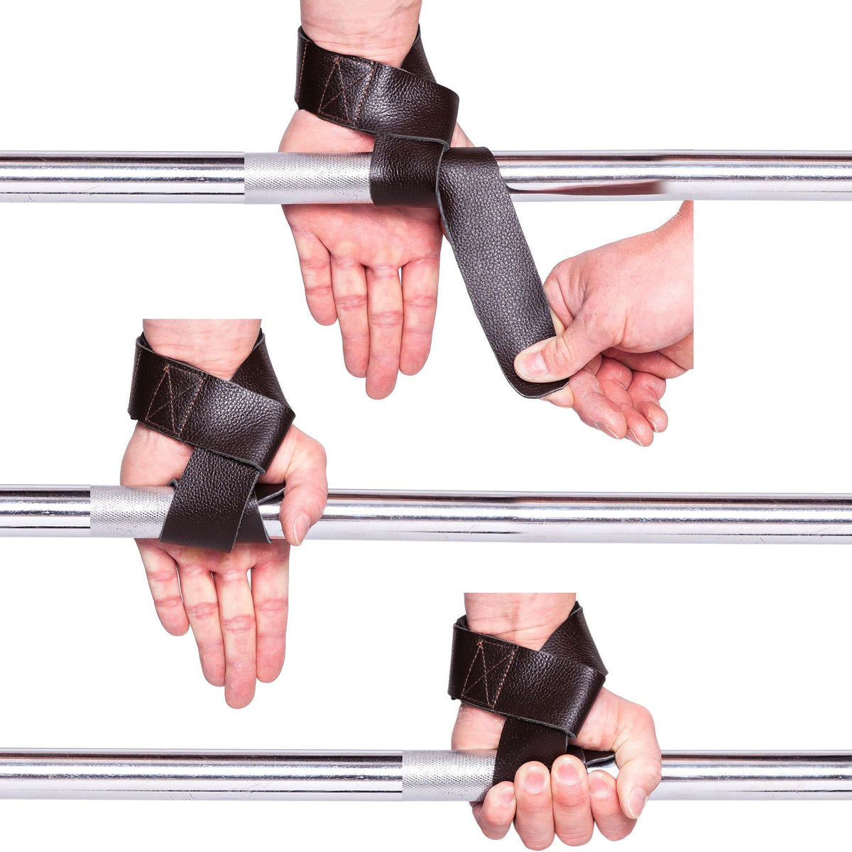 C.P. Sports Padded Leather Lifting Straps - Svart