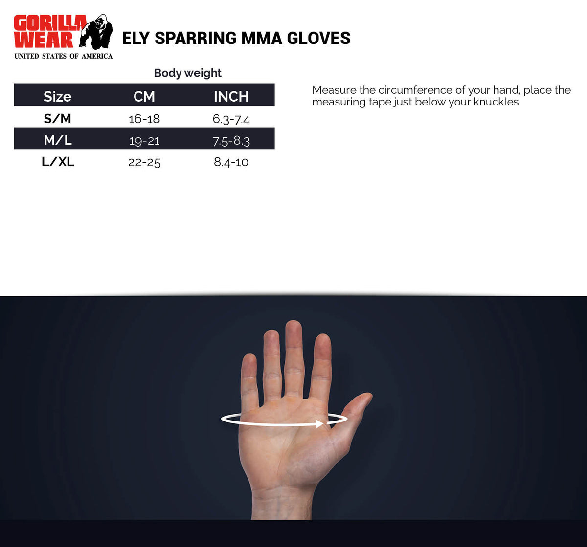 Gorilla Wear Ely MMA Sparring Gloves - Svart/Vit