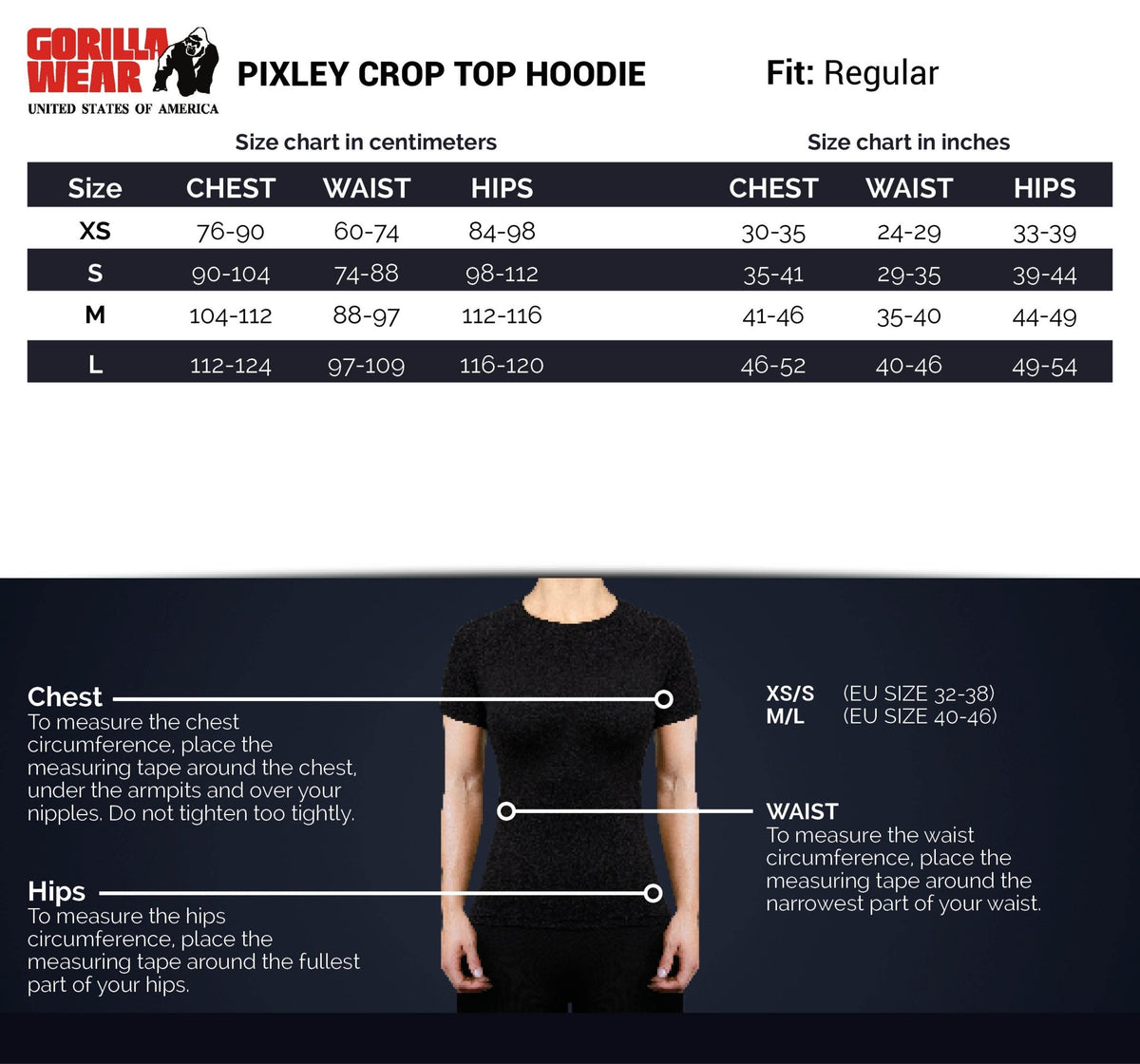 Gorilla Wear Pixley Crop Top Hoodie - Svart - Gorilla Wear | Kraft & Kontroll