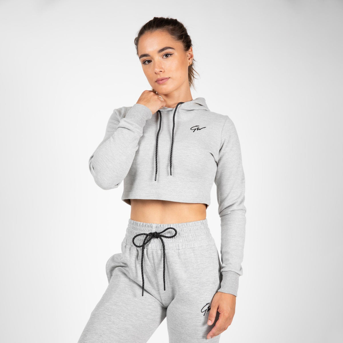 Gorilla Wear Pixley Crop Top Hoodie - Grå - Gorilla Wear | Kraft & Kontroll