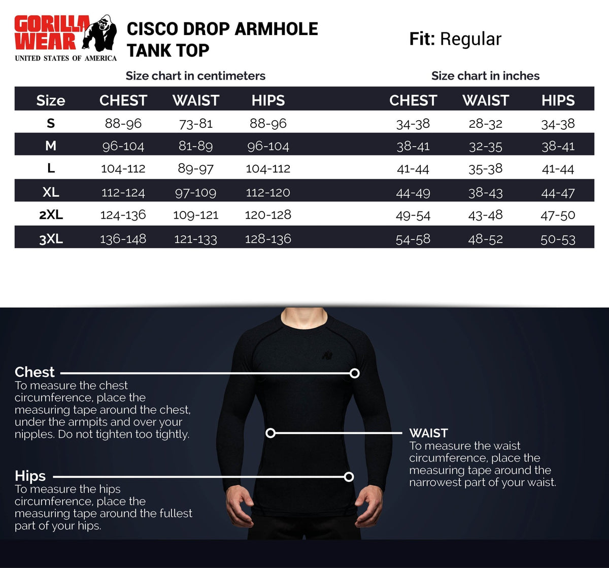 Gorilla Wear Cisco Drop Armhole Tank Top - Svart/Vit - Gorilla Wear | Kraft & Kontroll