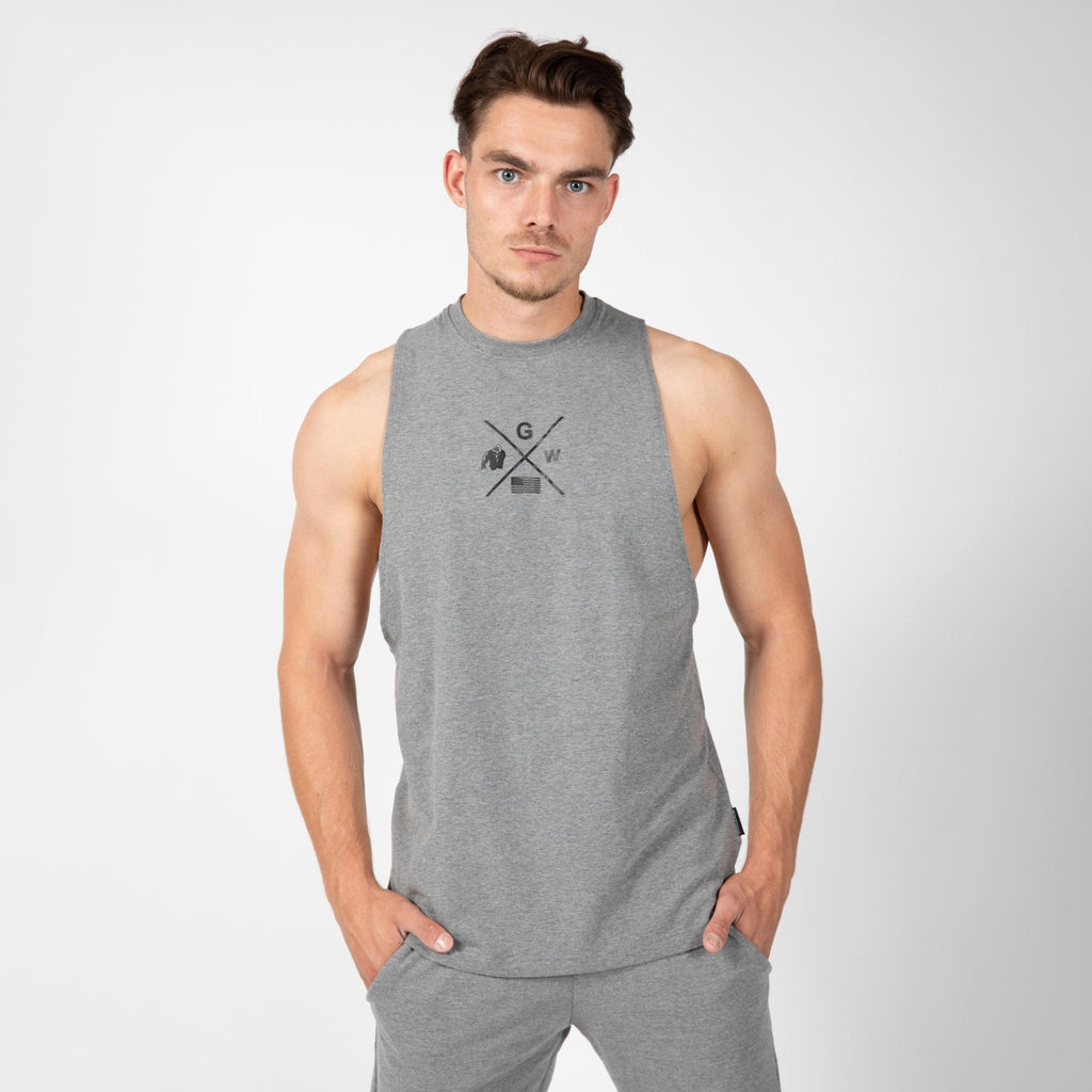 Gorilla Wear Cisco Drop Armhole Tank Top - Grå/Svart - Gorilla Wear | Kraft & Kontroll