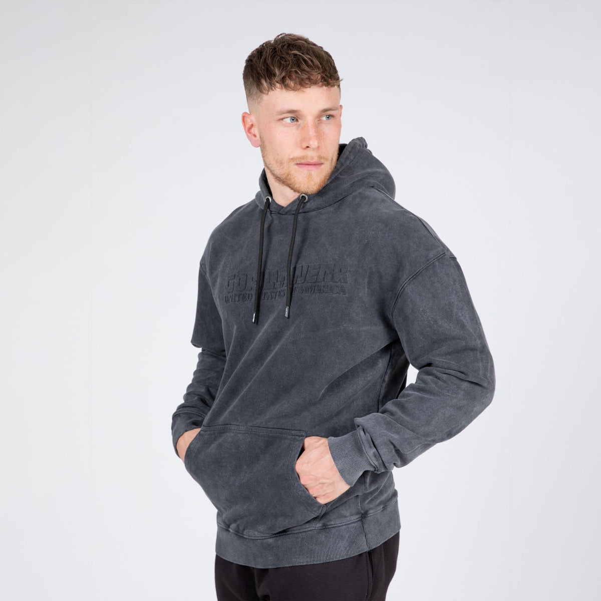 Gorilla Wear Crowley Oversized Hoodie Herr - Washed Grey - Gorilla Wear | Kraft & Kontroll