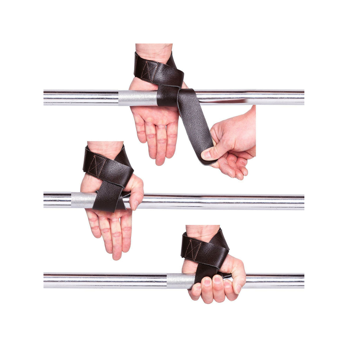 C.P. Sports Padded Leather Lifting Straps - Braun