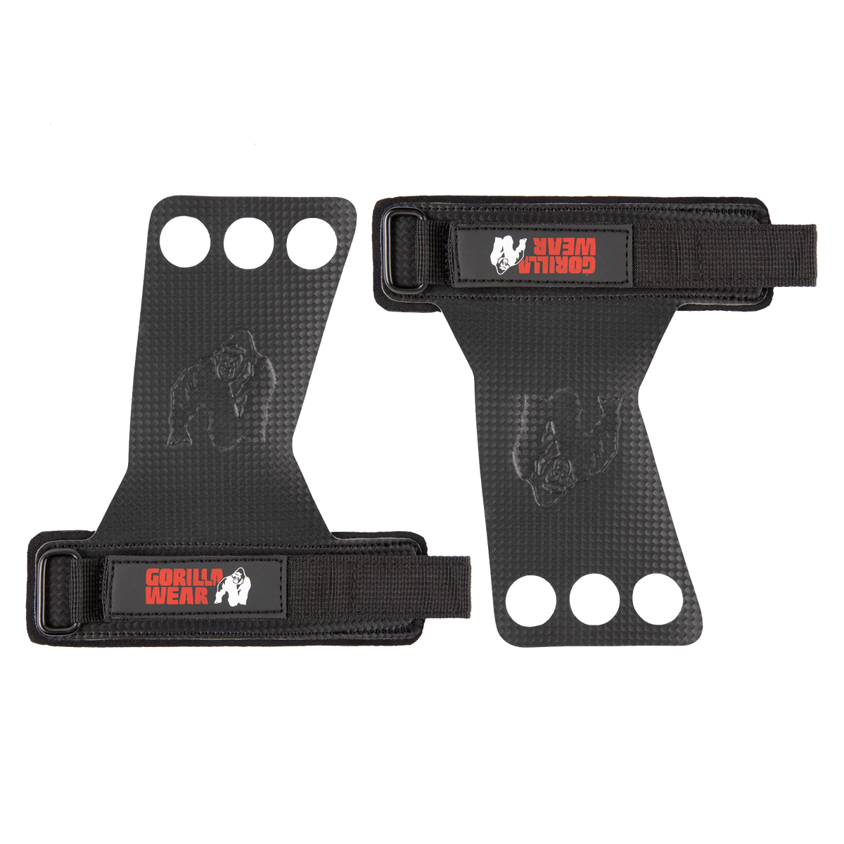 Gorilla Wear 3-Hole Carbon Lifting Grips - Svart
