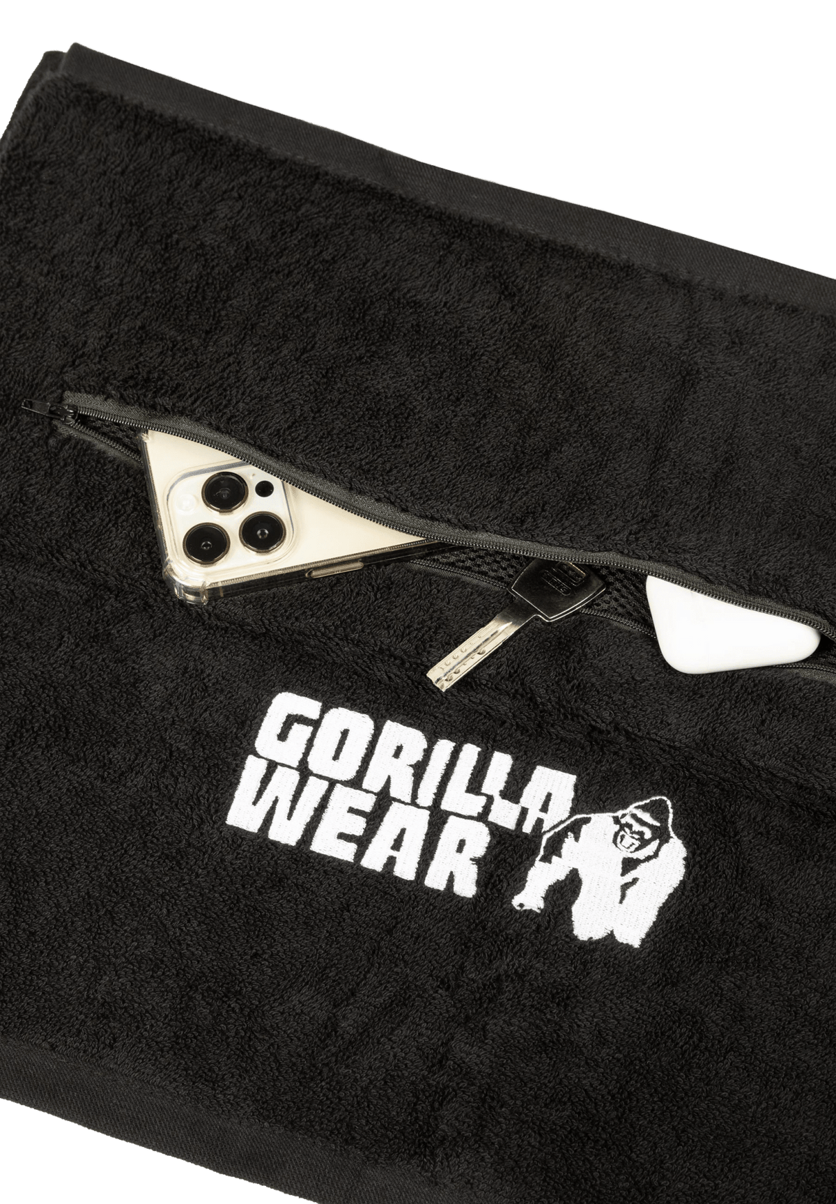 Gorilla Wear Zip Pocket Gym Towel - Svart - Gorilla Wear | Kraft & Kontroll