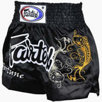 Svarta Fairtex BS0639 My Fortune thaishorts med elastisk midja och dragsko
