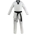 Vit Adidas Adi Fighter Pro WT taekwondodräkt med svarta Adidas-logotyper