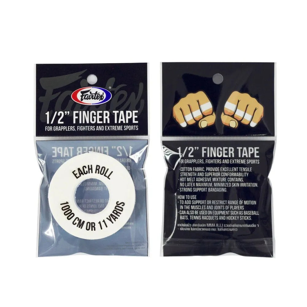 Vit Fairtex fingertejp i oelastisk bomull, 1,27 cm bred