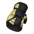 Svarta och guldfärgade Adidas Speed Tilt G450 MMA-handskar i mikrofiberläder med tjock EVA-stoppning