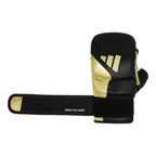 Svarta och guldfärgade Adidas Speed Tilt G450 MMA-handskar för slag, clinch och grappling