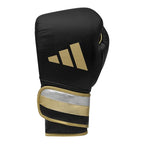 Svarta och guldfärgade Adidas Speed 501 boxningshandskar i veganskt mikrofiberläder