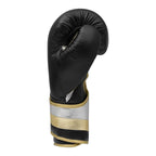 Svarta och guldfärgade Adidas Speed 501 boxningshandskar med kardborre med elastisk del