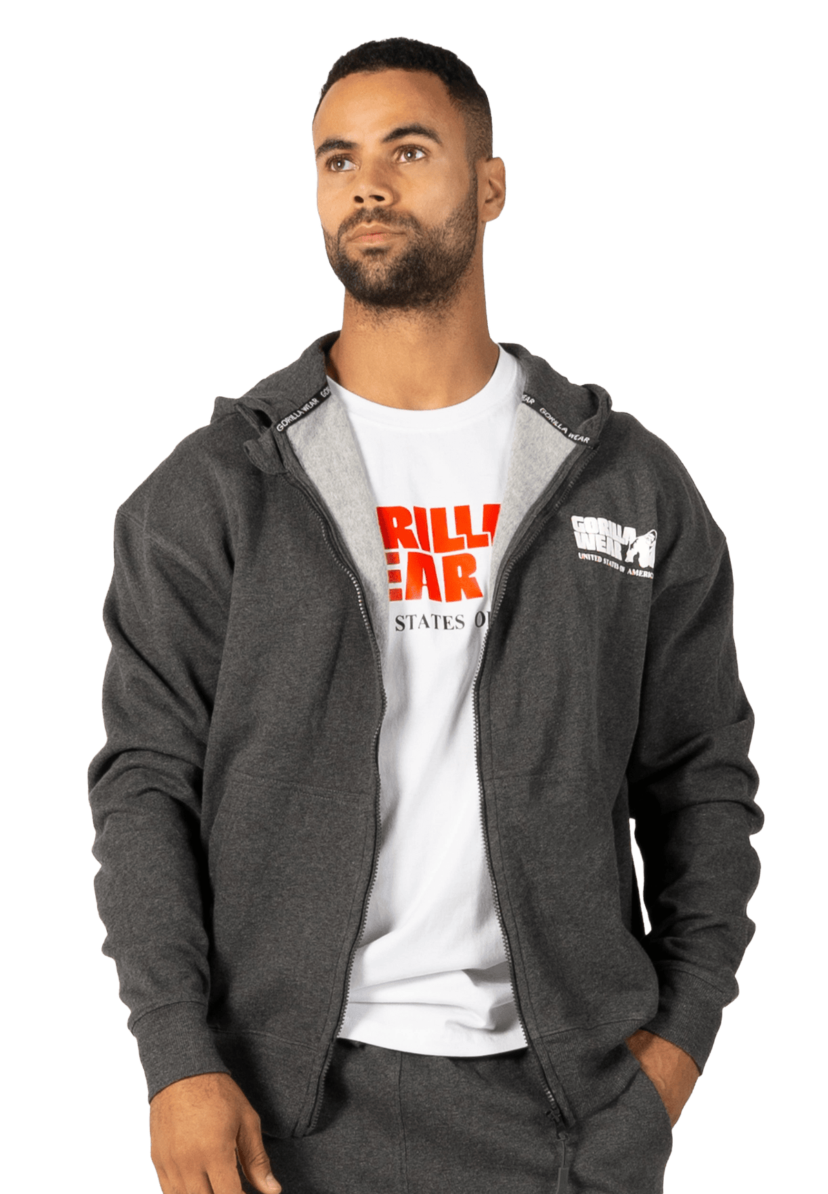 Gorilla Wear Classic Oversized Zipped Hoodie - Dark Grey Melange - Gorilla Wear | Kraft & Kontroll