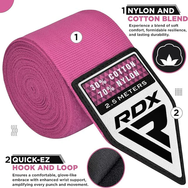 RDX Hand Wraps 2,5 m - Rosa