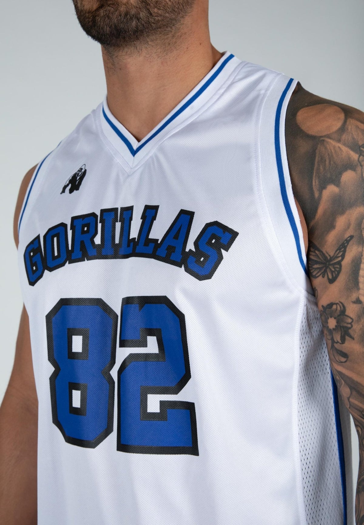 Gorilla Wear San Mateo Jersey Tank Top - Vit/Blå - Gorilla Wear | Kraft & Kontroll