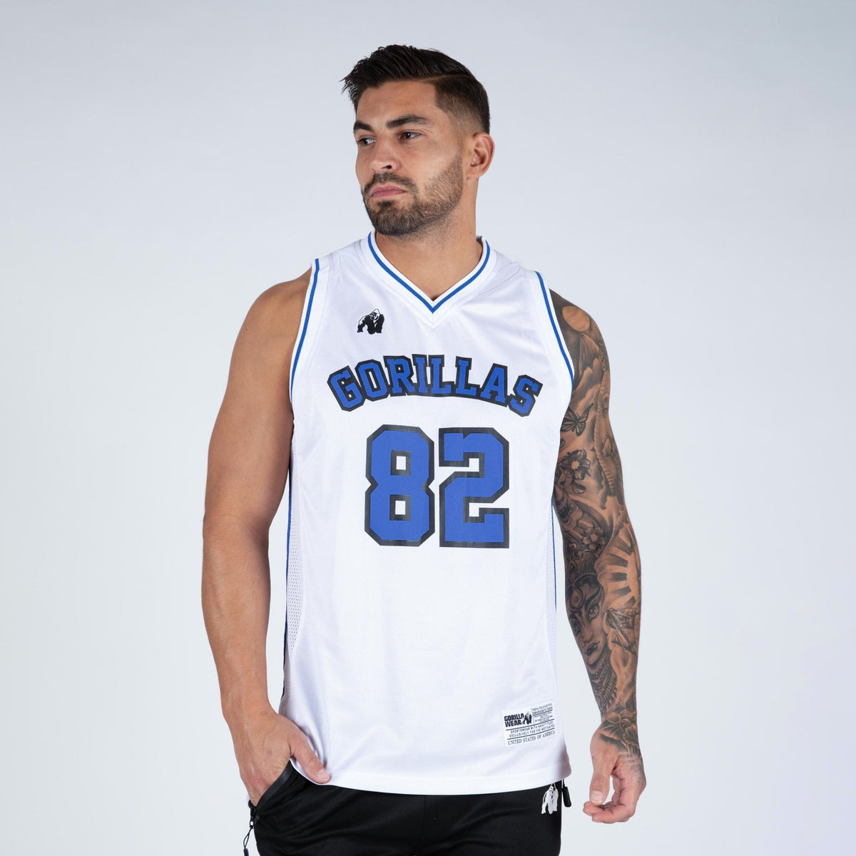 Gorilla Wear San Mateo Jersey Tank Top - Vit/Blå - Gorilla Wear | Kraft & Kontroll