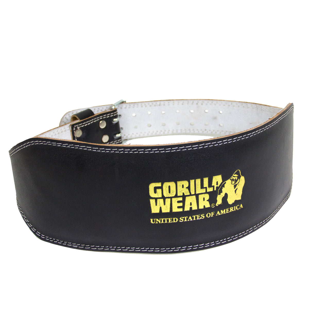 Gorilla Wear 6 Inch Padded Leather Belt - Svart/Guld