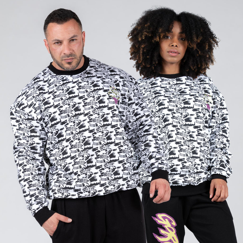 Gorilla Wear Legacy oversized sweatshirt ur 40-årsjubileets begränsade upplaga, vitt och svart