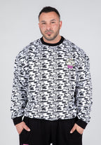 Vit och svart oversized sweatshirt i 100 % bomull, Gorilla Wear Legacy