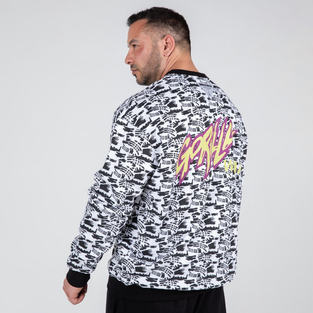 Vit och svart oversized sweatshirt Gorilla Wear Legacy i retrodesign från 80- och 90-talet