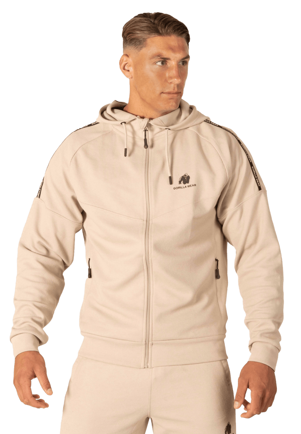 Gorilla Wear Harvey Hooded Track Jacket - Beige - Gorilla Wear | Kraft & Kontroll