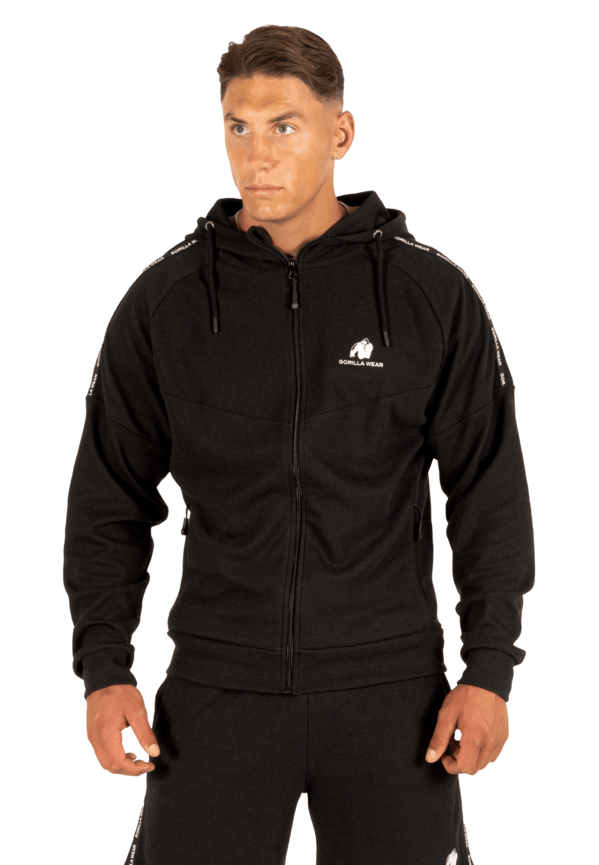 Gorilla Wear Harvey Hooded Track Jacket - Svart - Gorilla Wear | Kraft & Kontroll