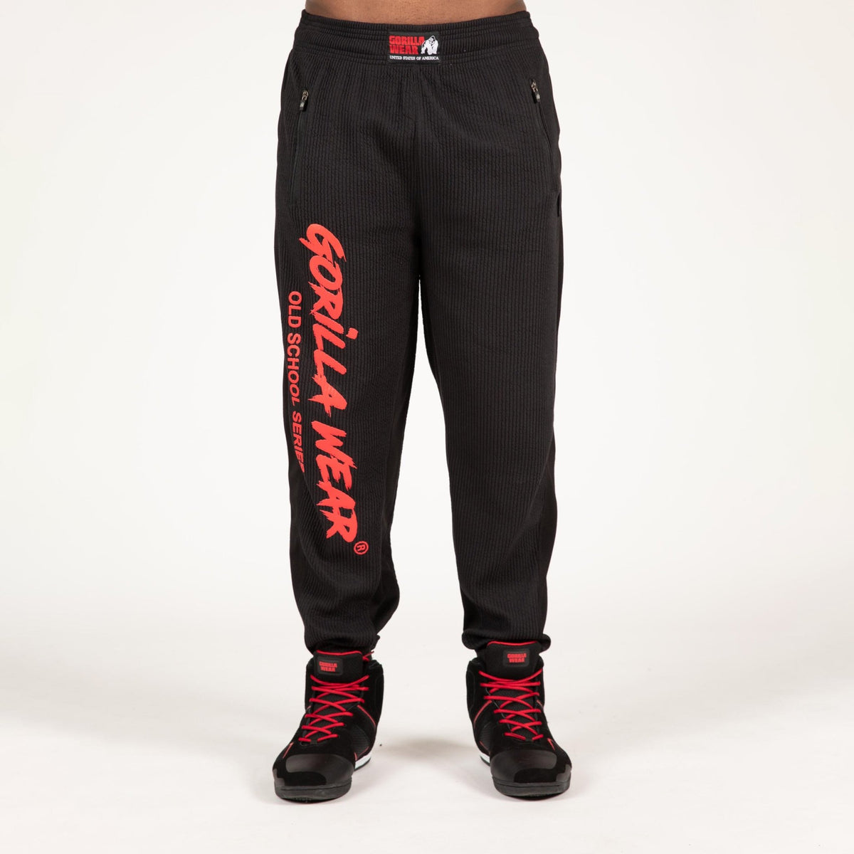 Gorilla Wear Augustine Old School Pants - Svart/Röd - Gorilla Wear | Kraft & Kontroll