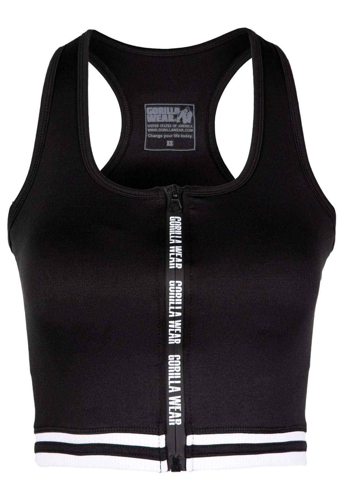 Gorilla Wear Mesa Zip Front Crop Top - Svart - Gorilla Wear | Kraft & Kontroll