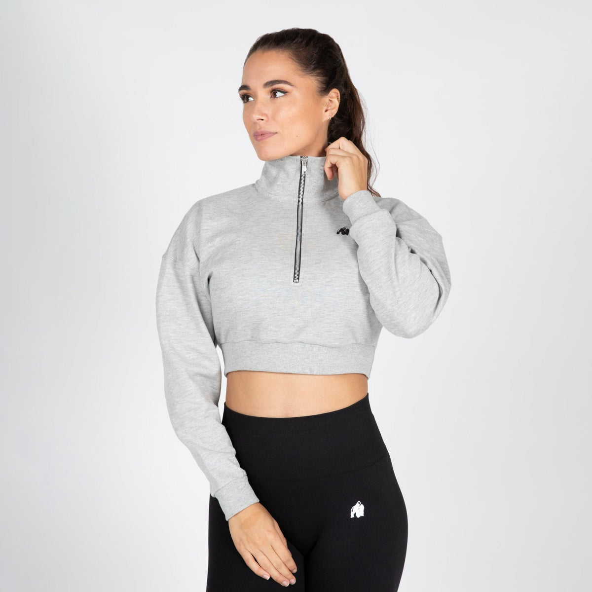 Gorilla Wear Ocala Cropped Half-Zip Sweatshirt - Grå - Gorilla Wear | Kraft & Kontroll