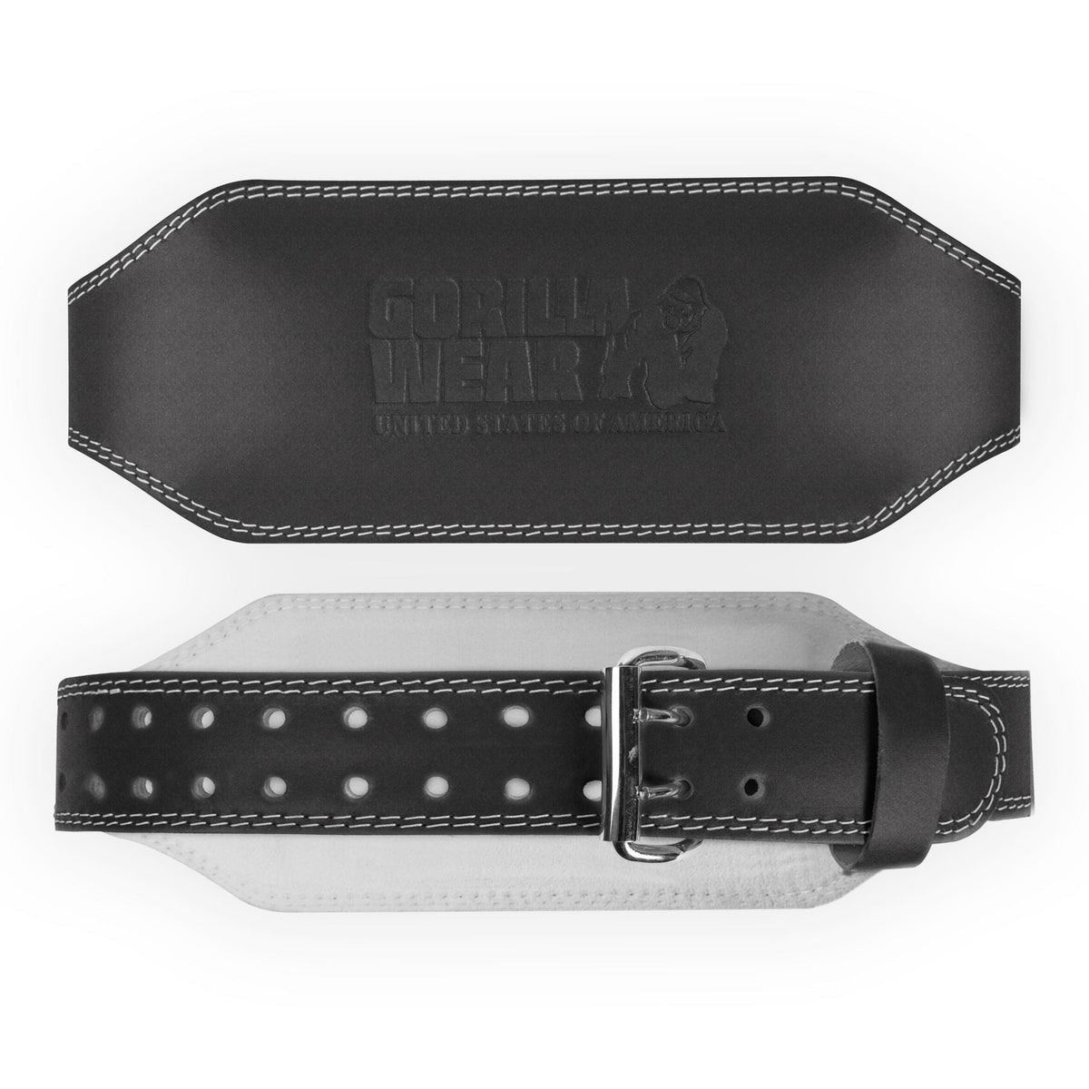 Gorilla Wear 6 Inch Padded Leather Belt - Svart/Svart