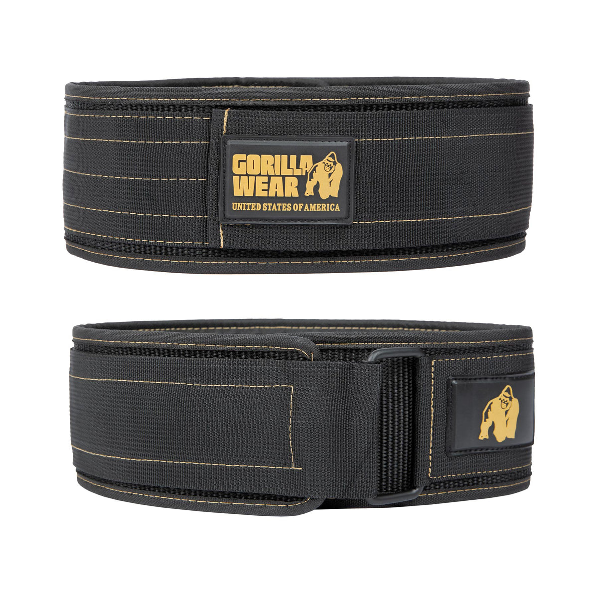 Gorilla Wear 4 Inch Nylon Belt - Svart/Guld