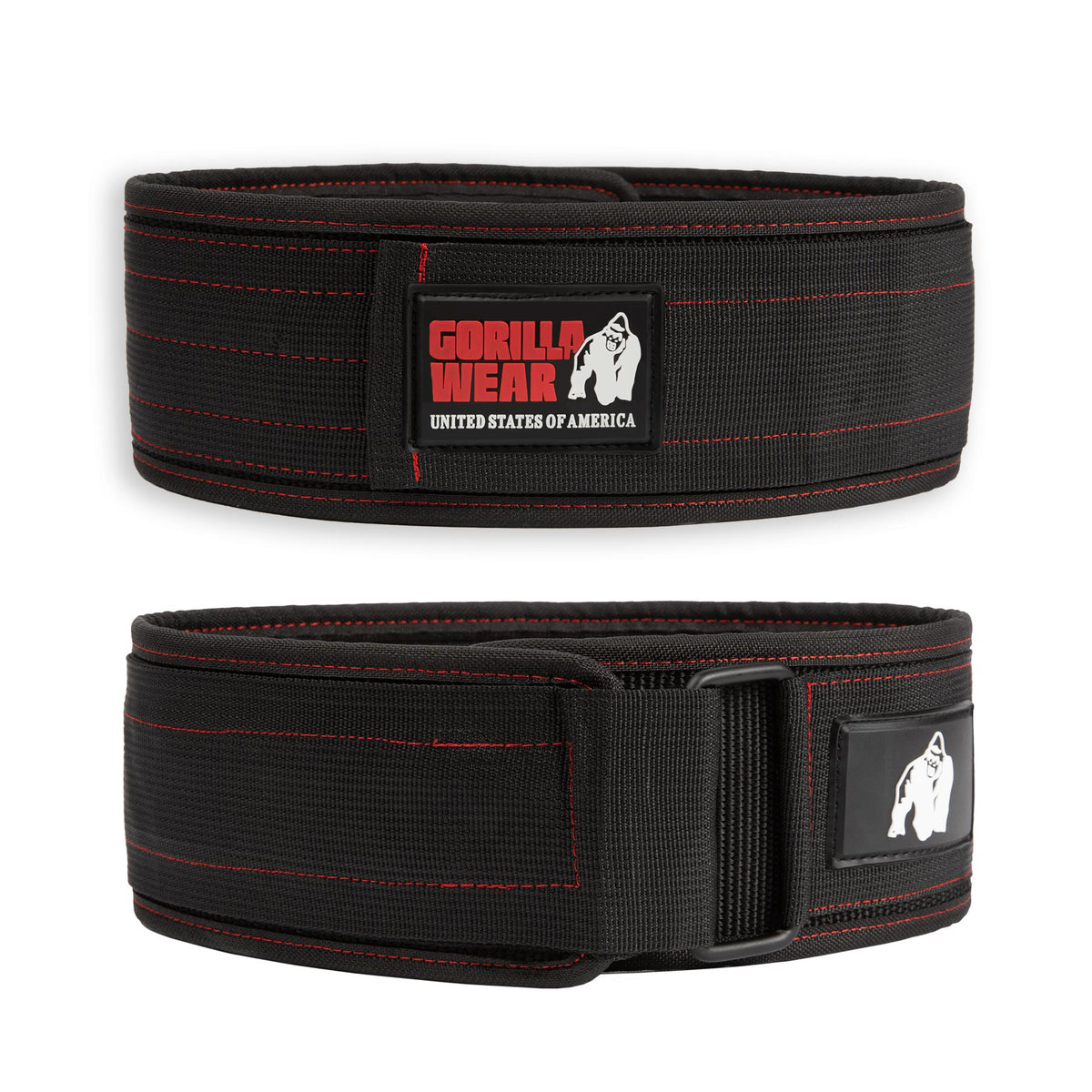 Gorilla Wear 4 Inch Nylon Belt - Svart/Röd